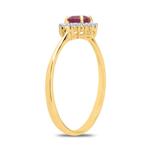 14 Karaat Gouden Ring Met Robijn En Diamanten