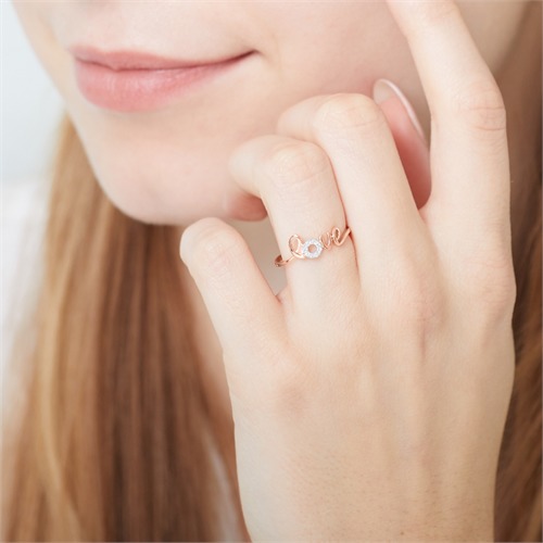 Ring Love aus 14K Roségold mit Diamanten