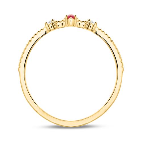 14K Gold Ring mit Diamanten und Rubin