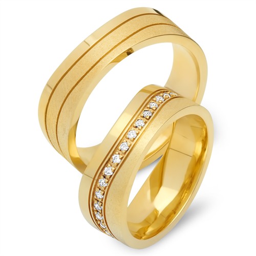 Wedding Rings 18ct Yellow Gold 34 Diamonds
