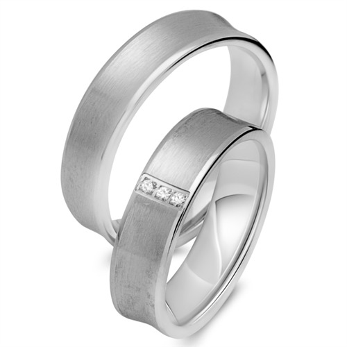 Wedding Rings 18ct White Gold 3 Diamonds