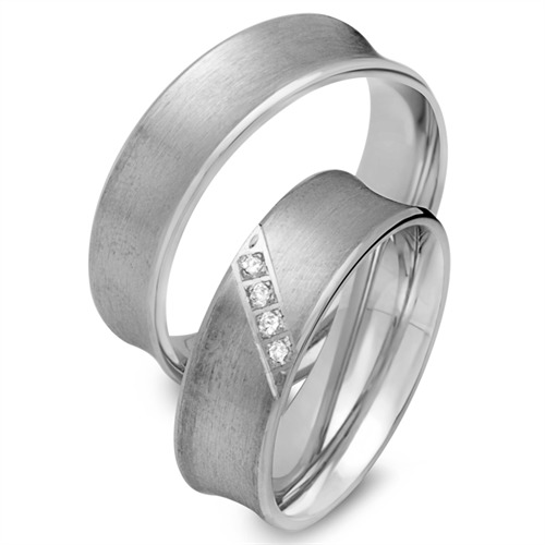 Wedding Rings 18ct White Gold 4 Diamonds