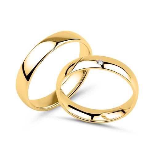 Engravable Wedding Rings In 14 Carat Gold With Diamond