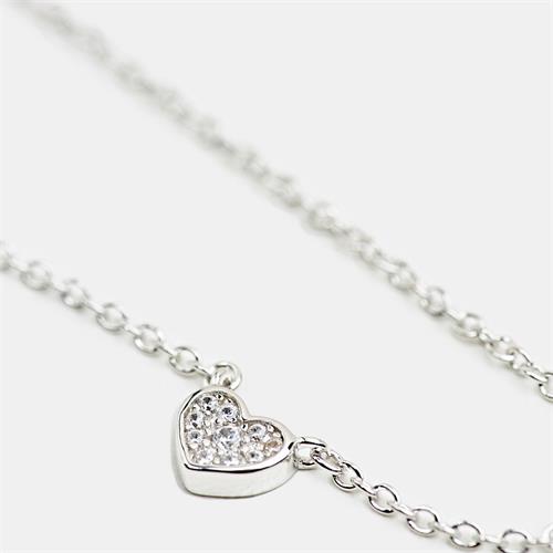 925er Silberkette mit zirkoniabesetztem Herz für Damen