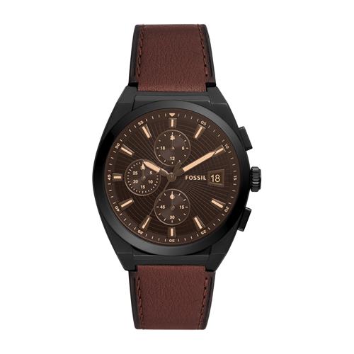 Everett Chronograph For Men With Leather Strap, Brown