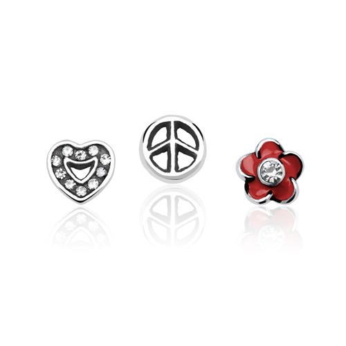 Set Of 3 Floating Charms For Silver Lockets