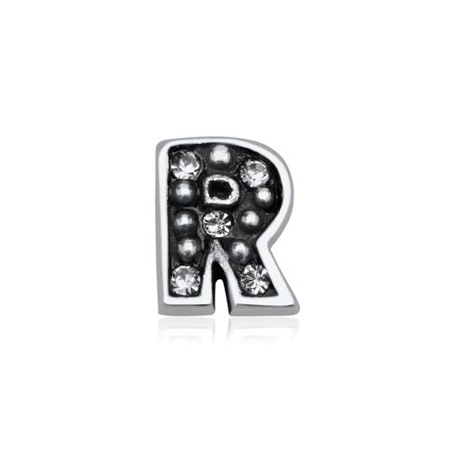 Sterling Silver Letters Charm R With Zirconia
