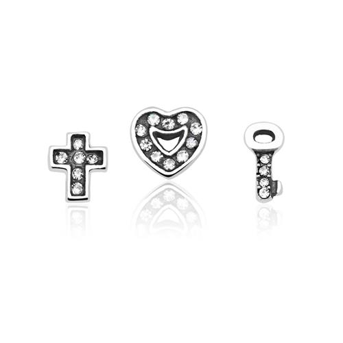 🦚 Set Herz Medaillon Charms Silb...