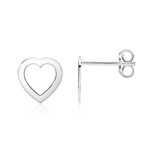 Earstuds hearts for ladies in 14K white gold