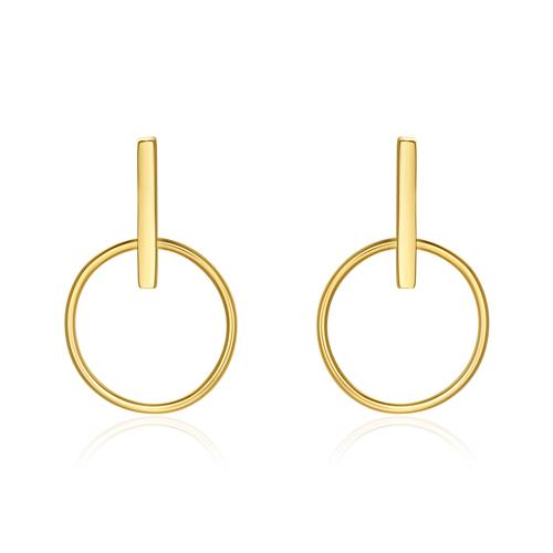 Stud Earrings Circles For Ladies In 9K Gold
