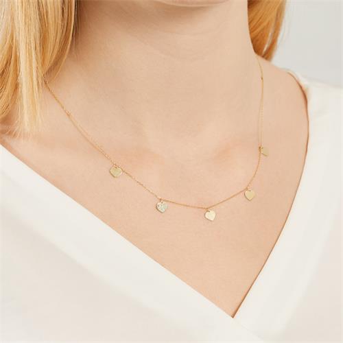 Ladies Necklace Hearts In 9K Gold