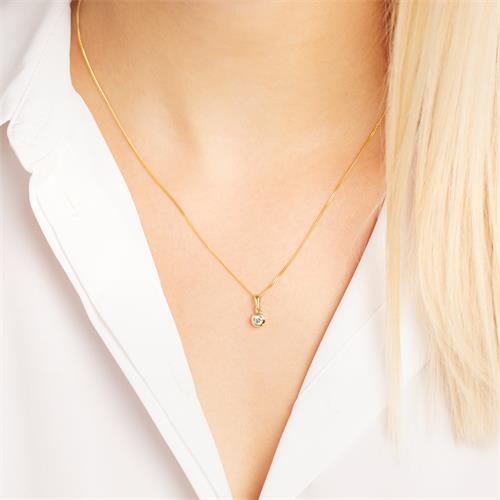 Gold Pendant: 8ct Yellow Gold With Zirconia