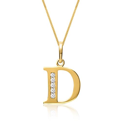 8ct Gold Chain Letter D With Zirconia