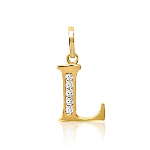 8 Karaat Gouden Letter L Hanger Met Cubic Zirconia
