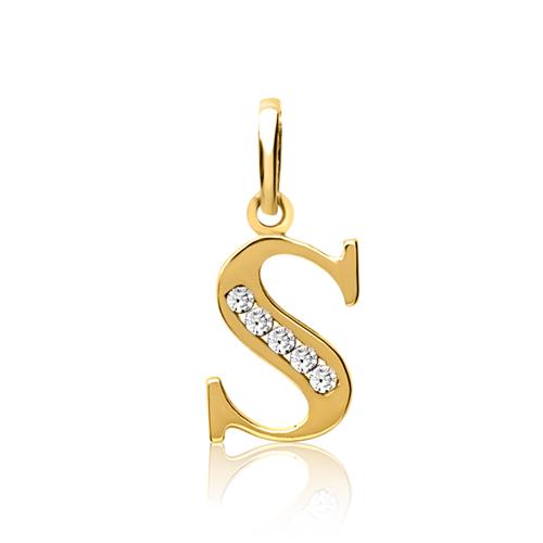 8ct Gold Letter Pendant S With Zirconia