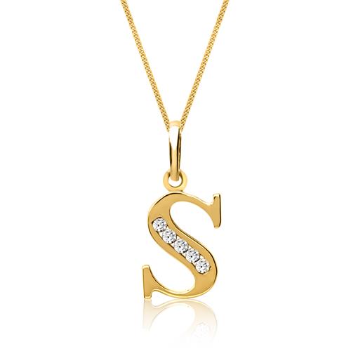 8ct Gold Letter Pendant S With Zirconia