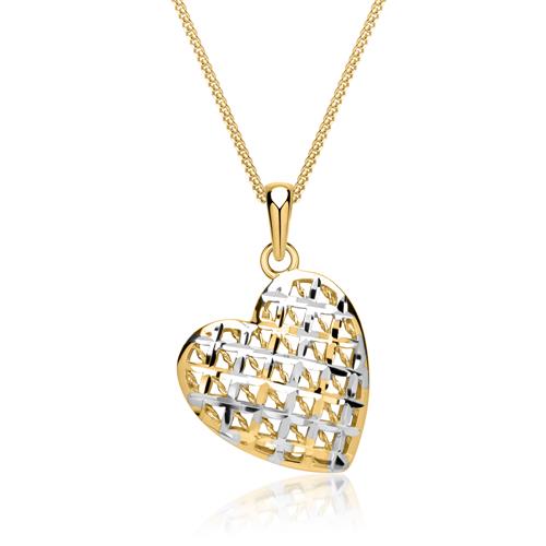 8ct Heart-Shaped Yellow And White Gold Pendant