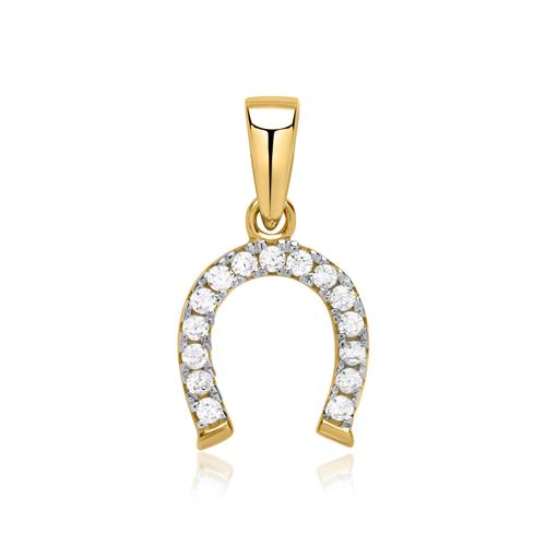 8ct Real Gold Pendant As Horseshoe With Stones