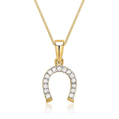 8ct Real Gold Pendant As Horseshoe With Stones