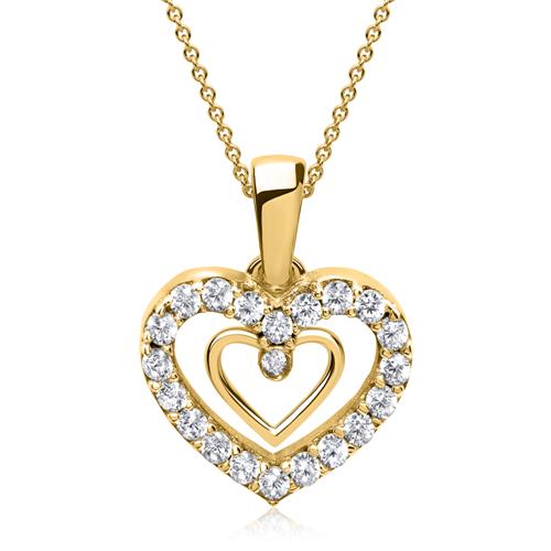 8ct Gold Pendant With Two Hearts Zirconia