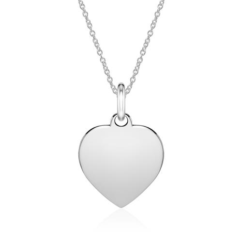 14-Carat White Gold Heart Pendant, Engravable