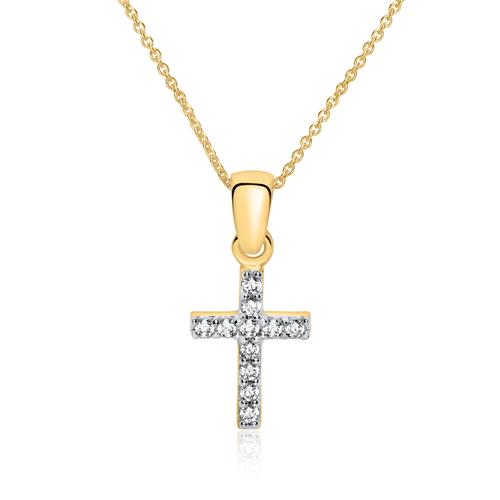 Kette Kreuz aus 375er Gold mit Zirkonia