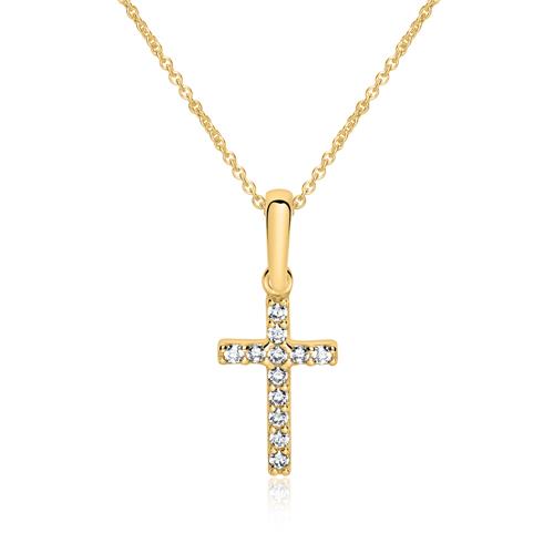 9-Carat Gold Chain Cross With Zirconia