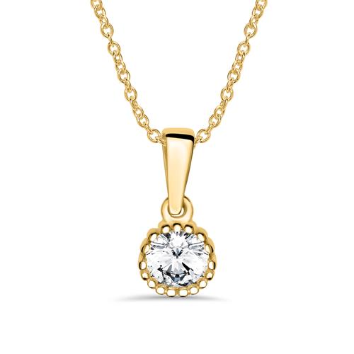 14K Gold Pendant For Necklace With Zirconia Stone