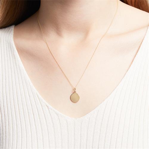 Gold Necklace With Round Pendant For Ladies