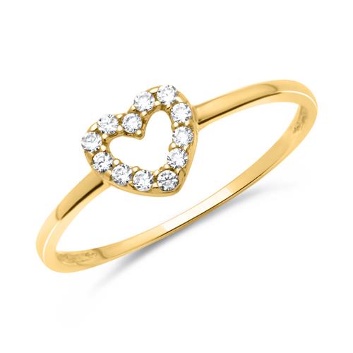 Filigree Heart Ring Made Of 8ct Gold With Stones