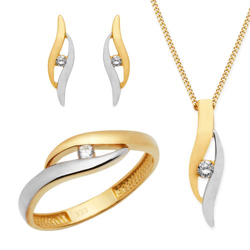 Schmucksets - 333er Gold Set Ohrringe Ring Kette mit Anhänger  - Onlineshop The Jeweller