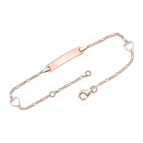 Ladies Bracelet With Heart Elements Pink Gold