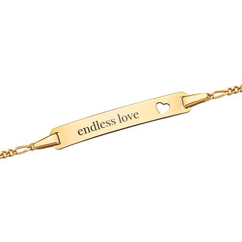 Engravable Bracelet 14ct Gold Heart Embossing