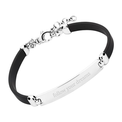 Rubber Bracelet With Sterling Silver Engraving Plate