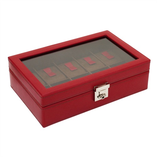 Uhrenkasten Cordoba rot Leder für 10 Uhren
