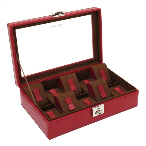 Watch Case Cordoba Red Leather For 10 Watches