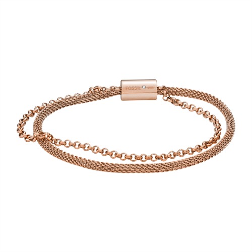 Fossil Bracelet For Women In Rose Gold Plated Stainless Steel