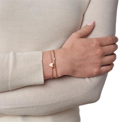 Bracelet Duo Heart For Ladies In Leather Stainless Steel, Rosé