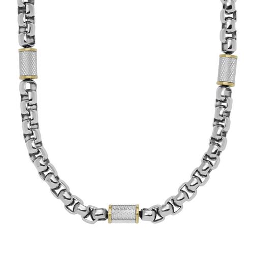 Men's Necklace All Stacked Up In Stainless Steel, Bicolour