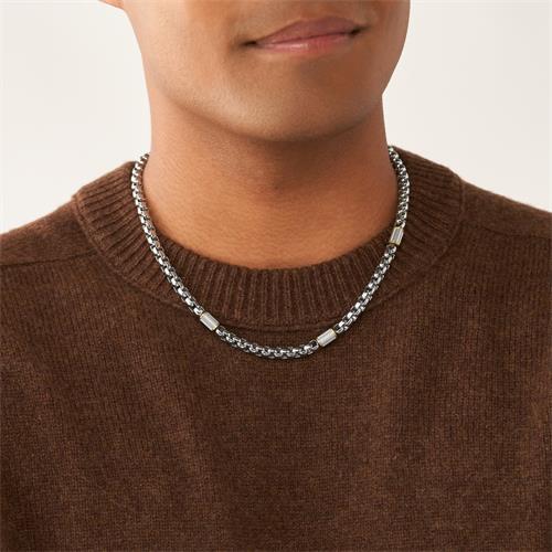Men's Necklace All Stacked Up In Stainless Steel, Bicolour