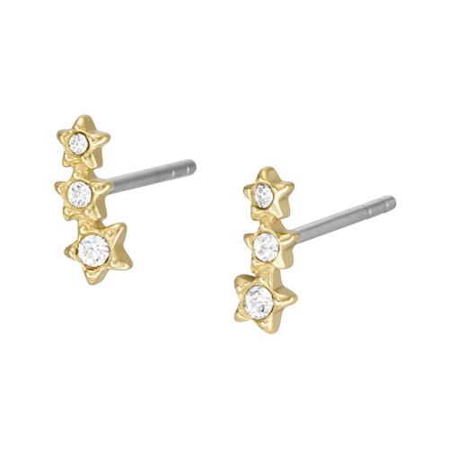 Star Ear Studs Sadie In Stainless Steel, Crystals, Gold