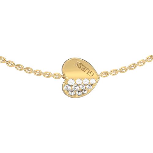 Bracelet With Engravable Heart In Stainless Steel, Gold Plated