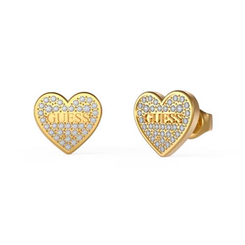 Ladies' Stud Earrings Heart In Stainless Steel, Gold, Crystals