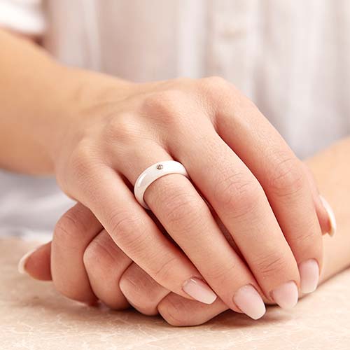 White Ceramic Wedding Rings 6mm Polished