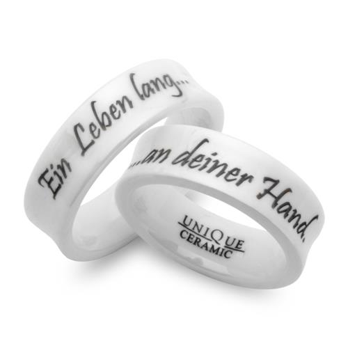 White Ceramic Wedding Rings Laser Engraving 7mm
