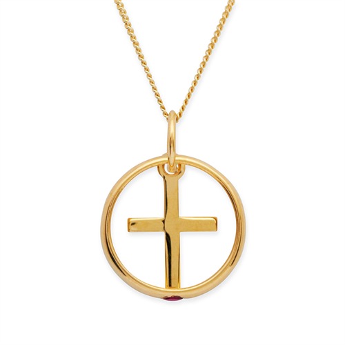 333er Gold Taufkette: Rubin Kreuz