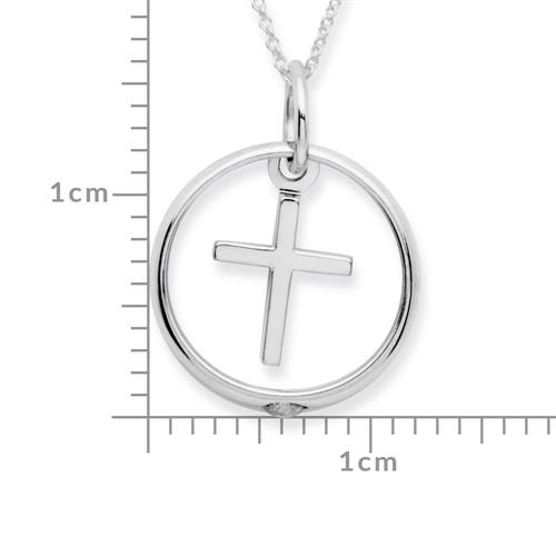 Sterling Silver Christening Necklace Zirconia Cross