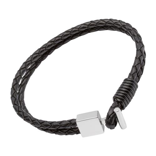 Leather Bracelet: Black With Snap Closure
