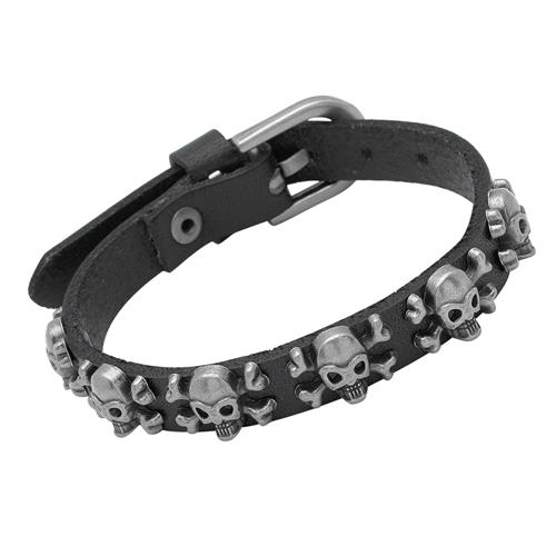 Black Leather Skull Bracelet