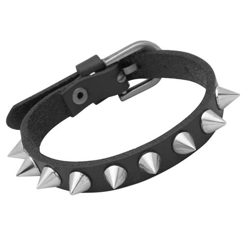 Stylish Black Leather Strap With Spikes